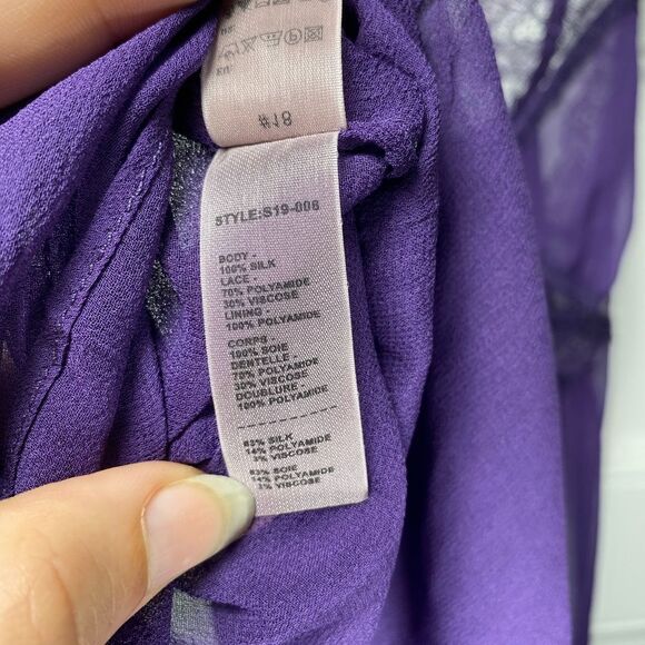 Stella McCartney Silk Sheer Camisole Lingerie Top with Lace Detail Purple Small - Picture 12 of 13